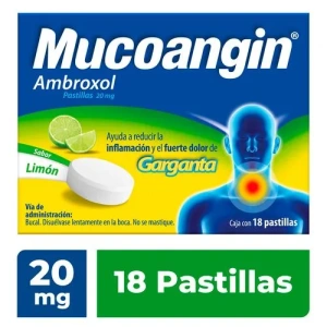 MUCOANGIN LIMON 20MG C/18 PASTILLAS