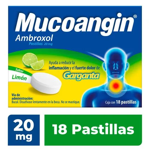 MUCOANGIN LIMON 20MG C/18 PASTILLAS