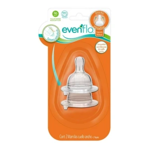MAMILA EVENFLO CUELLO ANCHO F.MEDIO 2PACK (2116)