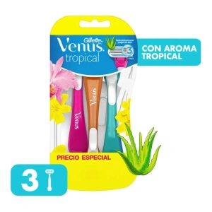 RASTRILLO VENUS DESECHABLE TROPICAL C/3 PZAS