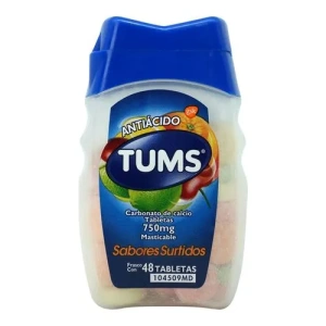 TUMS SABORES SURTIDO FRASCO C/48 TABS.