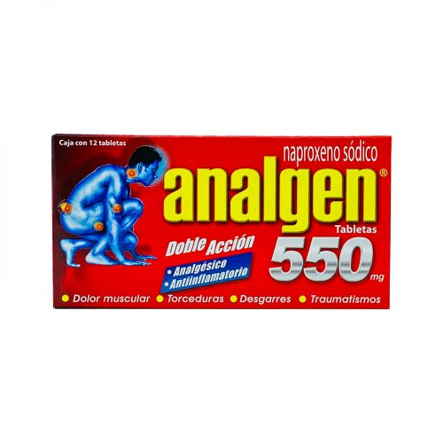 ANALGEN DOBLE ACCION 550 MG C/12 TABS ROJO