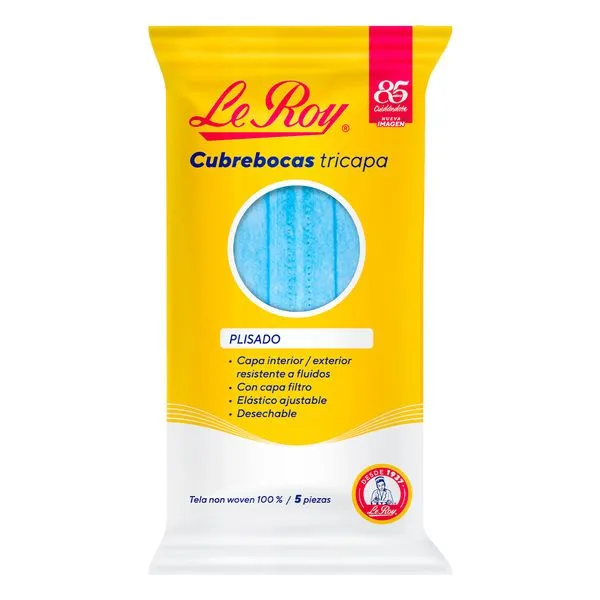 LEROY CUBREBOCAS PLISAD AZUL DESECH