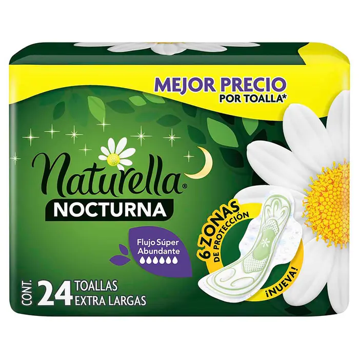 NATURELLA NOCTURNA EXTRA LARGA FLUJO SUPER ABUNDANTE 24