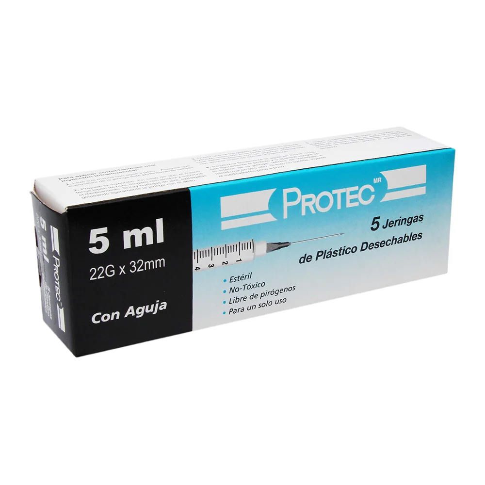 JERINGA PROTEC C/AGUJA 5ML 22GX32MM